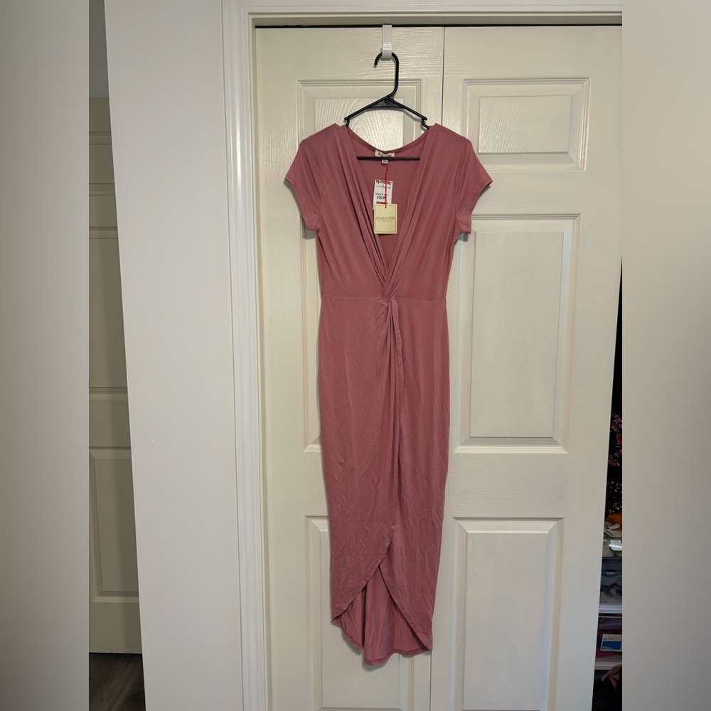 Rolla Coster Pink Sheath Dress with Plunge Neckline